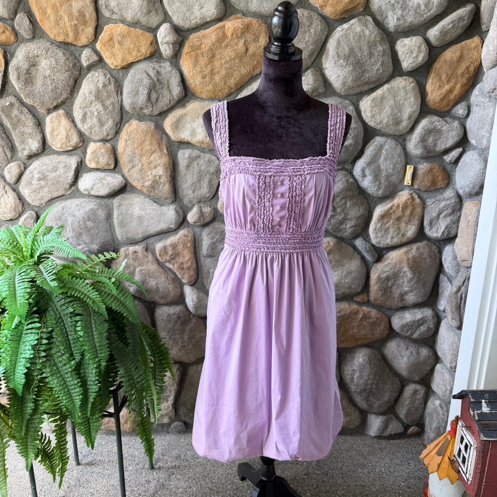 Lavender Ruffle Smocked Bubble Hem Dress with Pockets and Back Tie Bow